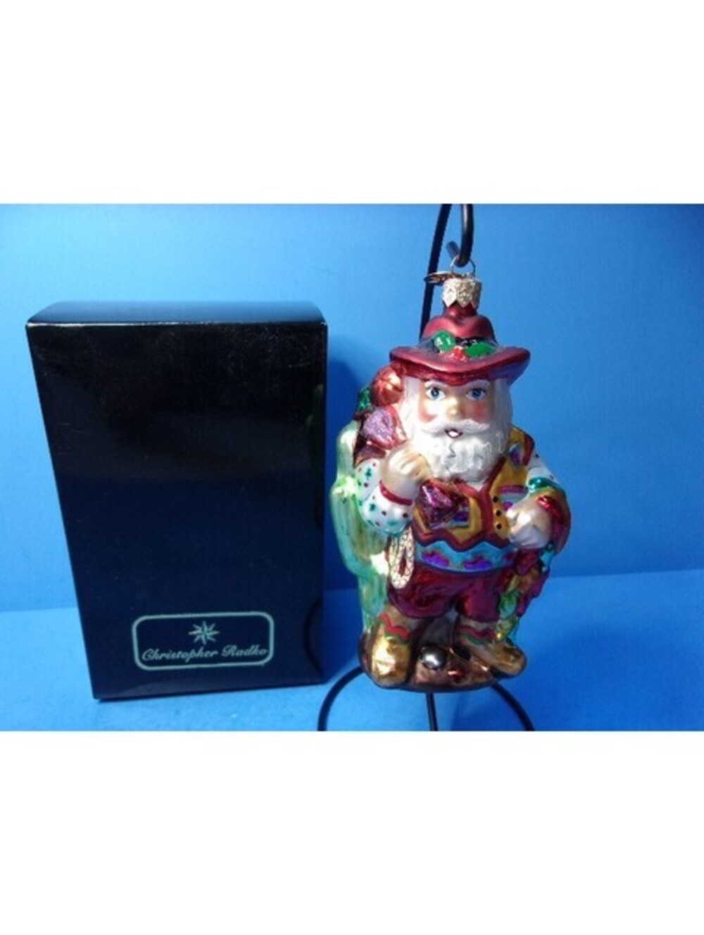 Christopher Radko COWBOY SANTA Glass Christmas Ornament QVC Box & Tag Limited